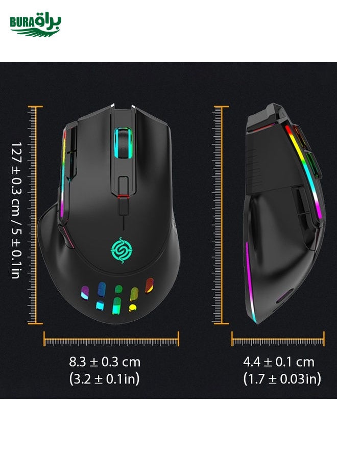 BURAQ - K-Snake BM520  9-button 3200DPI 2.4G RGB Wireless Dual-mode Gaming Mouse(White) - Image 1
