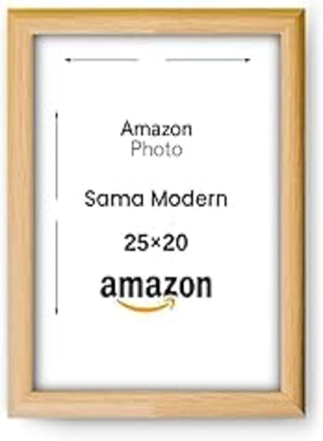 Photo frame for hanging decorations and also with wooden stand to place on desks and tables size (25 * 20) - wood color (beige)