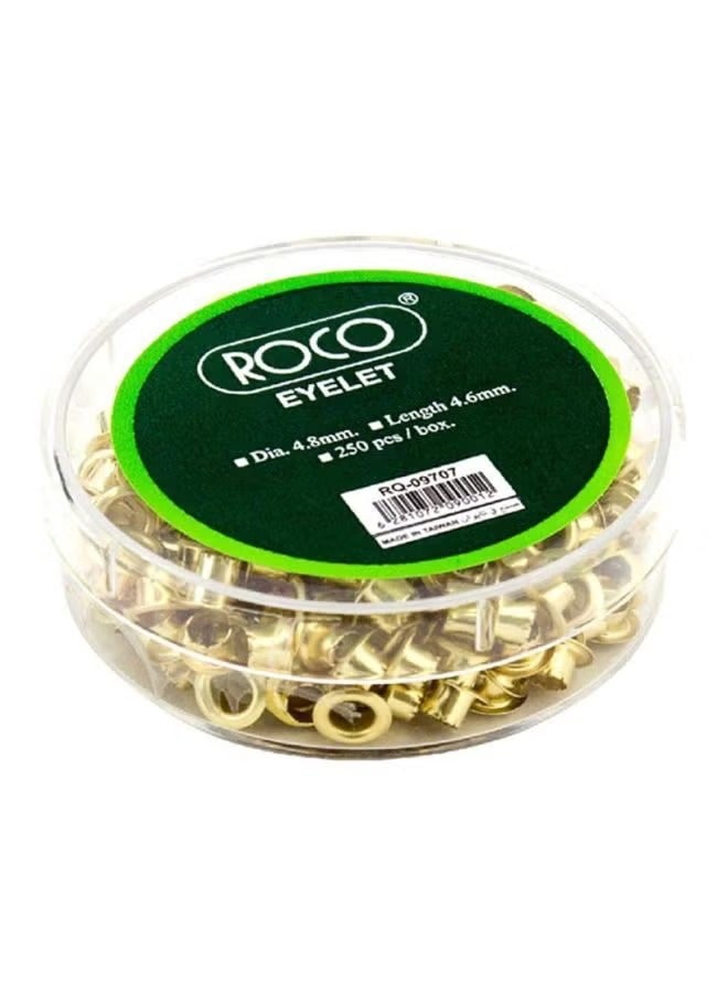 ROCO 250-Piece Brass Eyelet Puncher Set diameter 4.8mm and length 4.6mm Gold