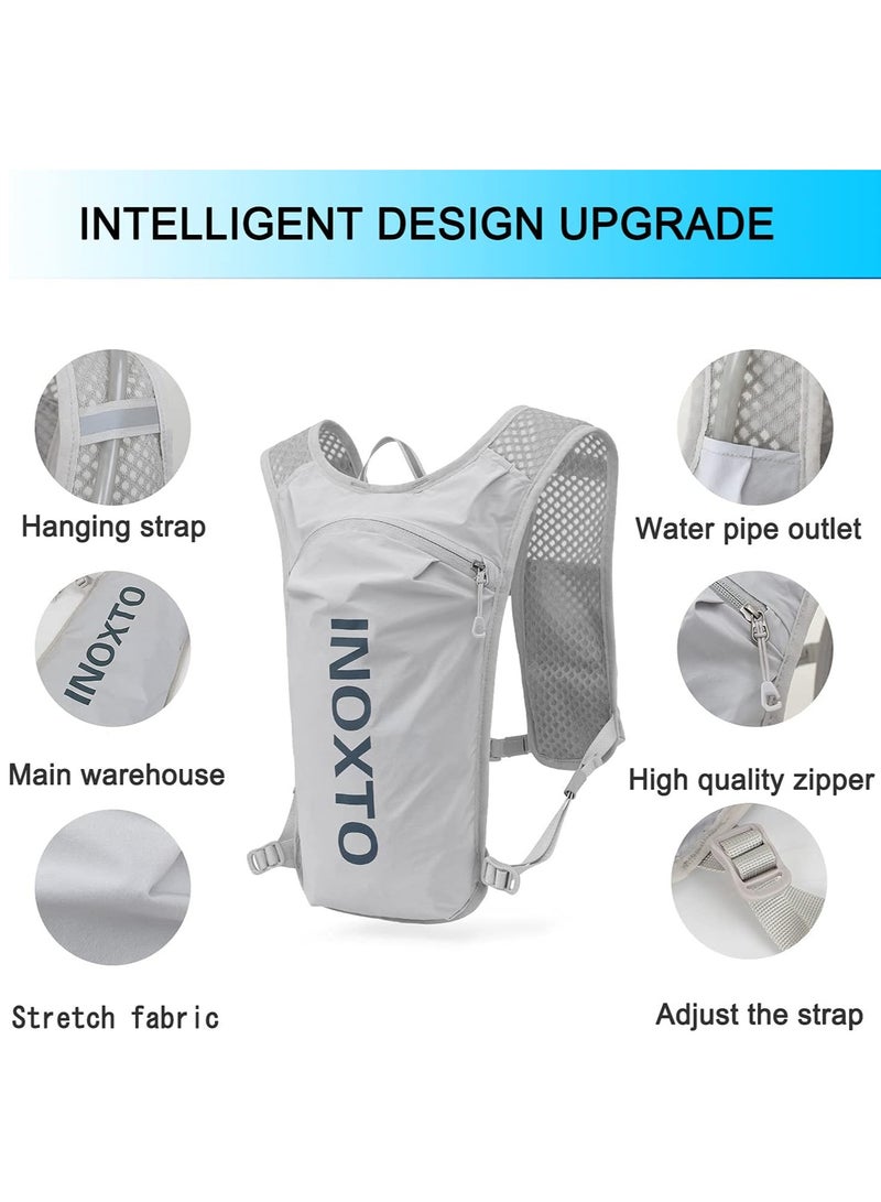 INOXTO Running Hydration Vest Backpack, Lightweight Insulated Pack with 1.5L Water Bladder Bag Daypack for Hiking Trail Running Cycling Race Marathon for Women Men