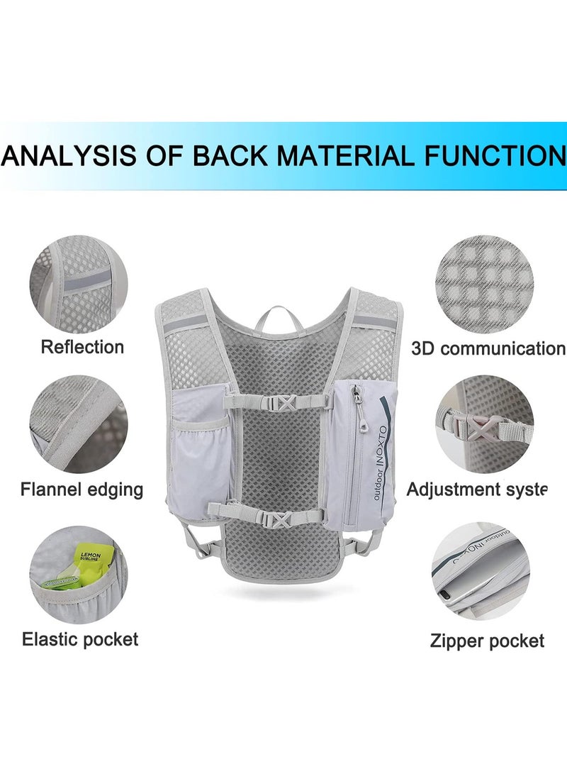 INOXTO Running Hydration Vest Backpack, Lightweight Insulated Pack with 1.5L Water Bladder Bag Daypack for Hiking Trail Running Cycling Race Marathon for Women Men