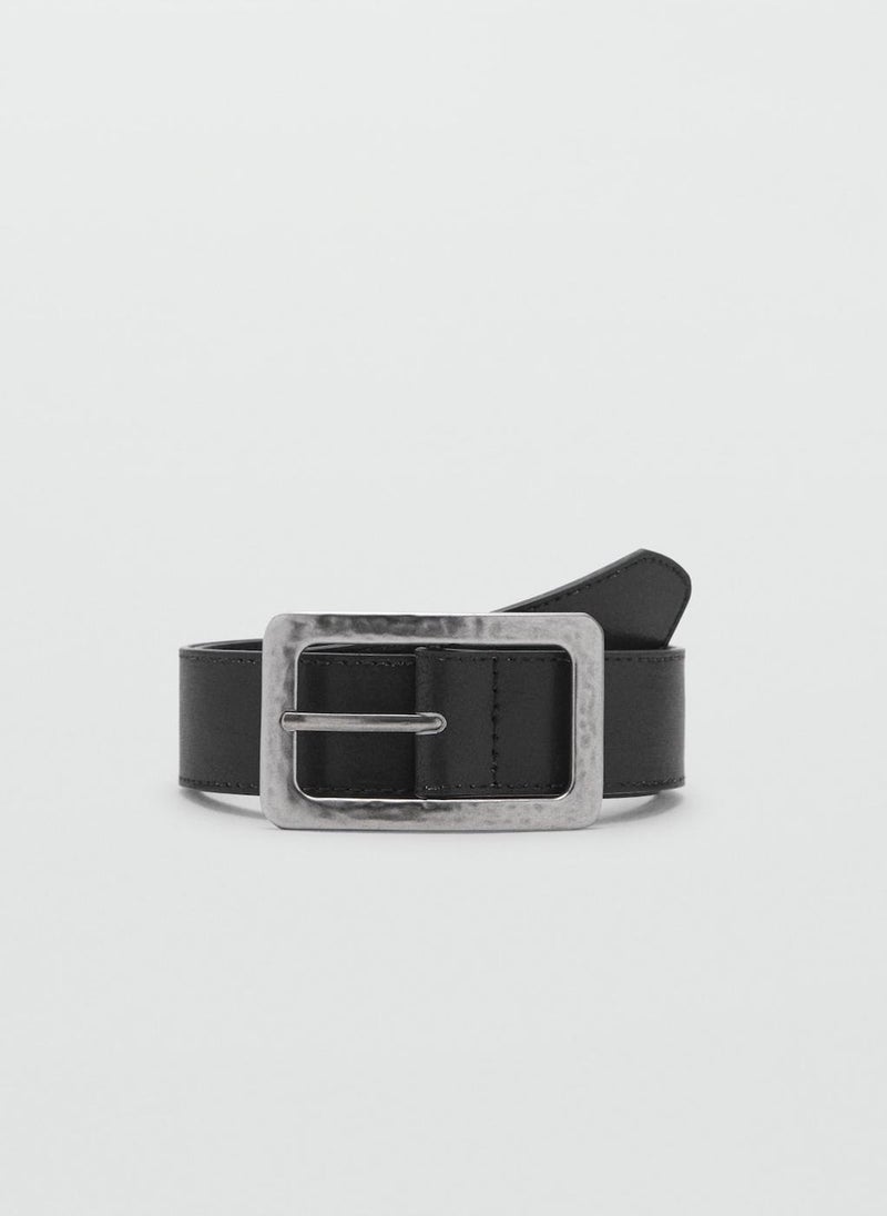MANGO Textured Square Buckle Belt  - Image 1