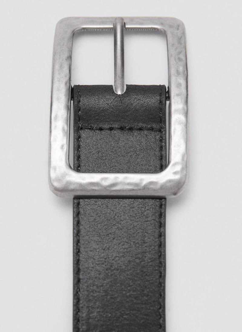 MANGO Textured Square Buckle Belt  - Image 4
