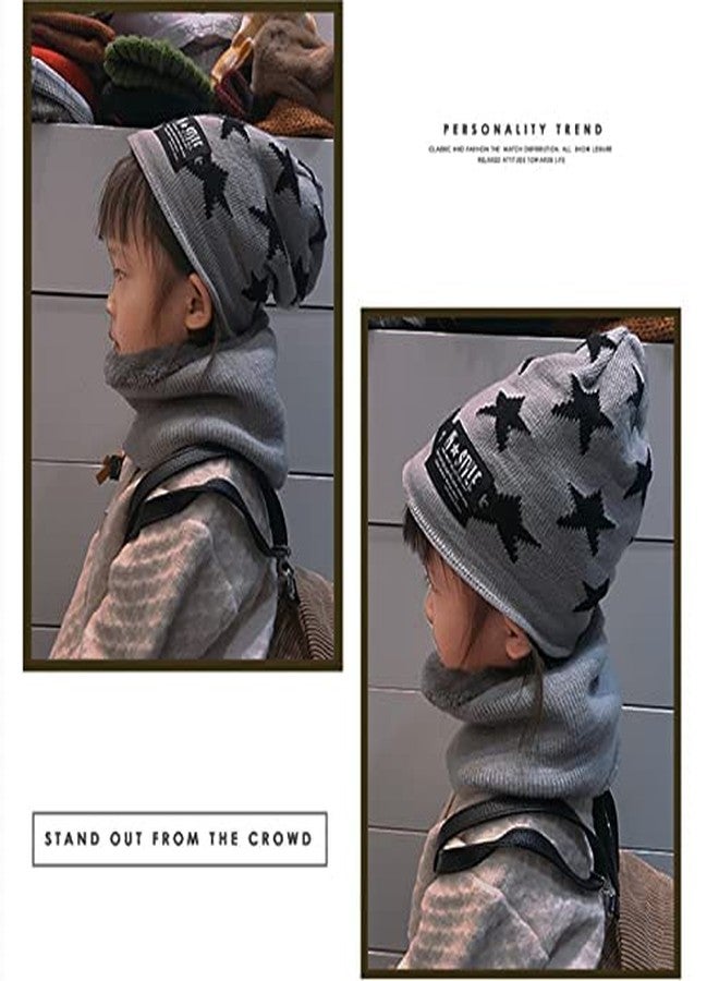 JMP Kid's Boys & Girls Printed Star Beanie Cap with Neckwarmer (Grey) - Image 3