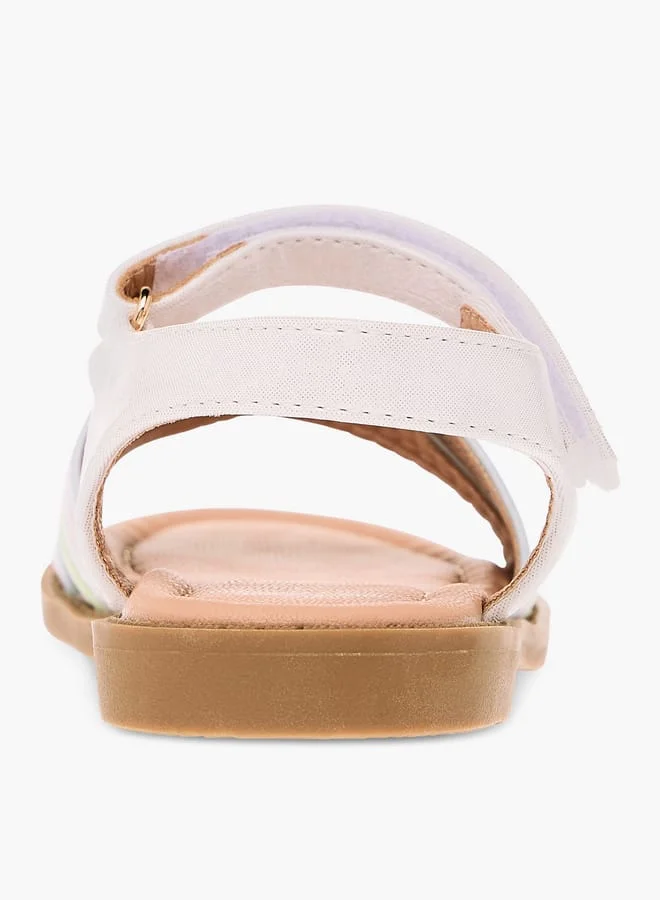 JUNIORS Girls Colourblock Cross Strap Sandals With Hook And Loop Closure