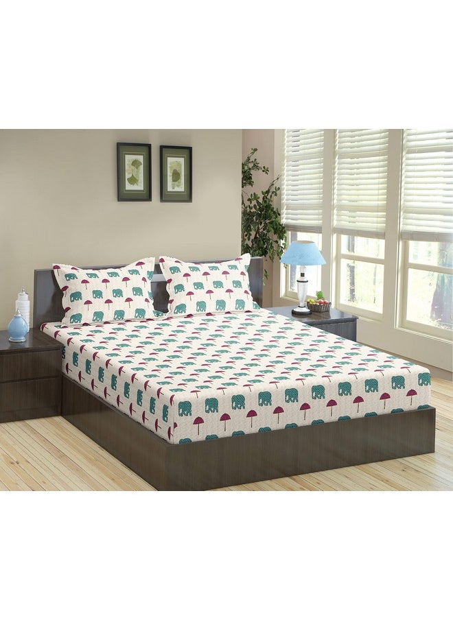 Trance Home Linen Jaipuri Design 180TC 100% Cotton King Size Printed Bedsheet | Bedding Set of King Size Flat Bed Cover with 2 Pillow Covers (108x108 inch | 9ft x 9ft - Ambari Teal) - pzsku/Z23E3C3CD90BBA4BBECB1Z/45/_/1737806187/6a69437f-8e0c-451b-8c55-7c792d196c61