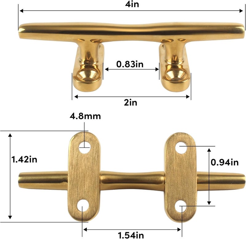VEITHI 4/5/6 inch Dock Cleats - 316 Stainless Steel Boat Cleats Boat Dock Cleats,Open Base Dock Cleat with Fasteners,Marine Cleat Rope Cleat Boat Cleat for Boat/Deck/Nautical Decor(1,2,4,6,8 Pack) - Image 2
