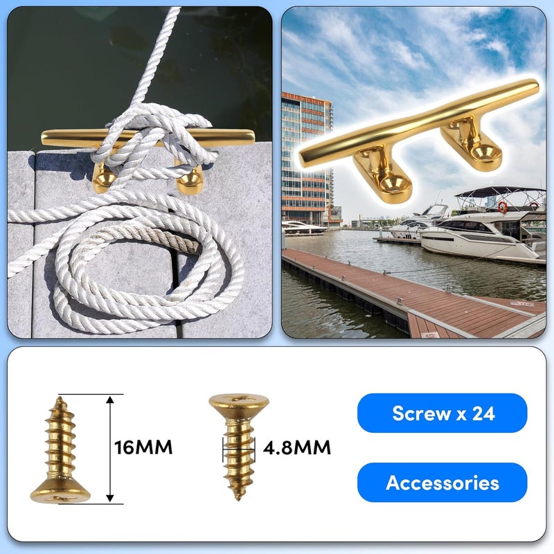VEITHI 4/5/6 inch Dock Cleats - 316 Stainless Steel Boat Cleats Boat Dock Cleats,Open Base Dock Cleat with Fasteners,Marine Cleat Rope Cleat Boat Cleat for Boat/Deck/Nautical Decor(1,2,4,6,8 Pack) - Image 3