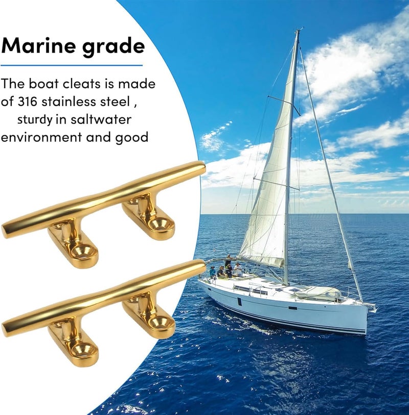 VEITHI 4/5/6 inch Dock Cleats - 316 Stainless Steel Boat Cleats Boat Dock Cleats,Open Base Dock Cleat with Fasteners,Marine Cleat Rope Cleat Boat Cleat for Boat/Deck/Nautical Decor(1,2,4,6,8 Pack) - Image 4