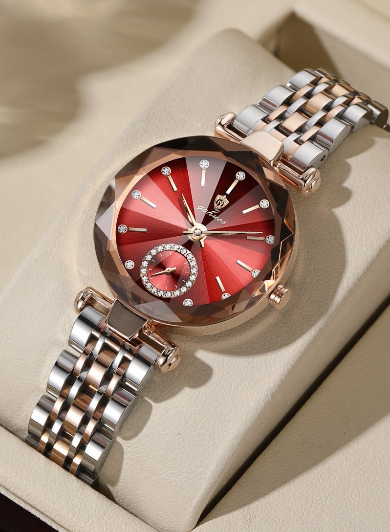 جوهوس ساعة نسائية، ساعة يد كلاسيكية أنثوية فاخرة من الكوارتز الفولاذي المقاوم للماء من أفضل العلامات التجارية - 32 مم - هدية للأم أو الصديقة - Image 1