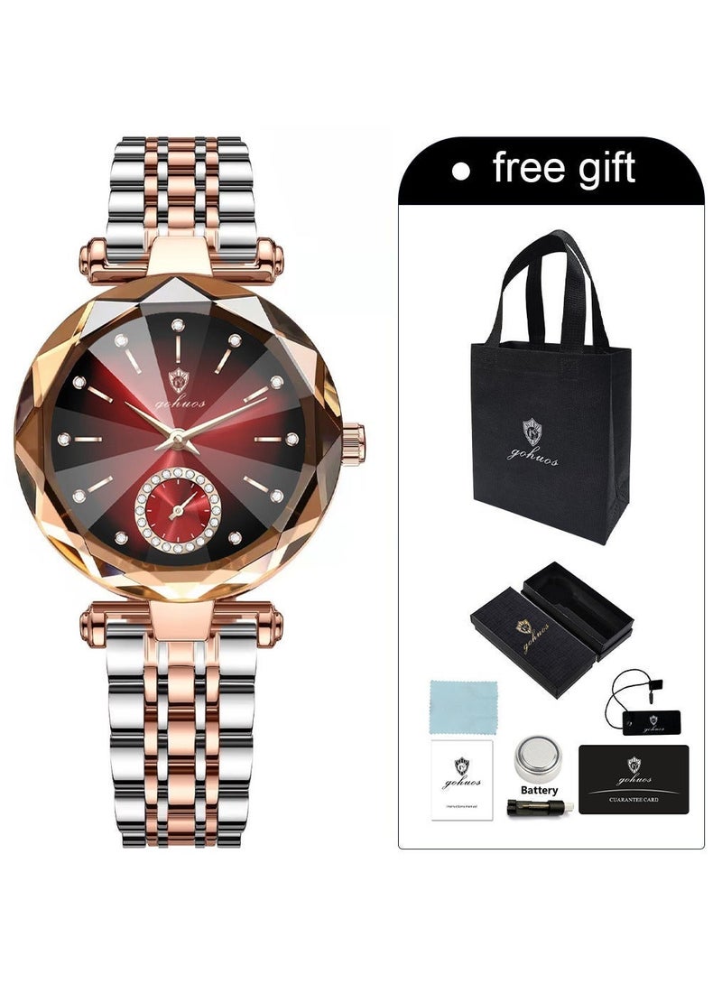 جوهوس ساعة نسائية، ساعة يد كلاسيكية أنثوية فاخرة من الكوارتز الفولاذي المقاوم للماء من أفضل العلامات التجارية - 32 مم - هدية للأم أو الصديقة - Image 3