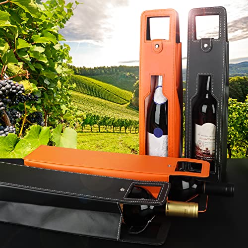 ROSTELACK Leather Wine Gift Bag 16.1x3.5x3.5 in, Wines Gifts Tote Bag, Reusable Metal Clasp Gift Wine Bag, Portable Wines Protector for Parties, Birthdays, Weddings, Father'S Day and Various Holidays (H-BK) - Image 5