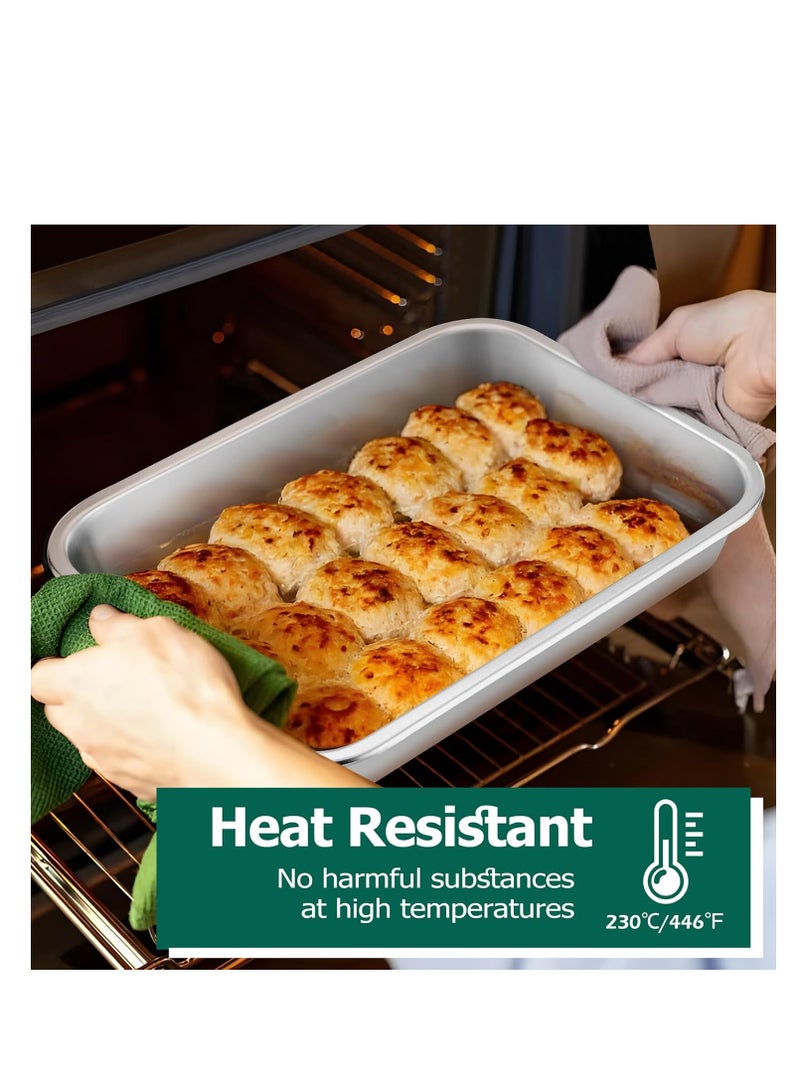 TeamFar Lasagna Pan, 10.6 x 8.3 x 1.7inch Stainless Steel Rectangular Cake Brownie Pan Casserole Baking Dish, Compact for Toaster Oven, Non Toxic & Healthy, Brushed Finish & Easy Clean-Dishwasher Safe - Image 5