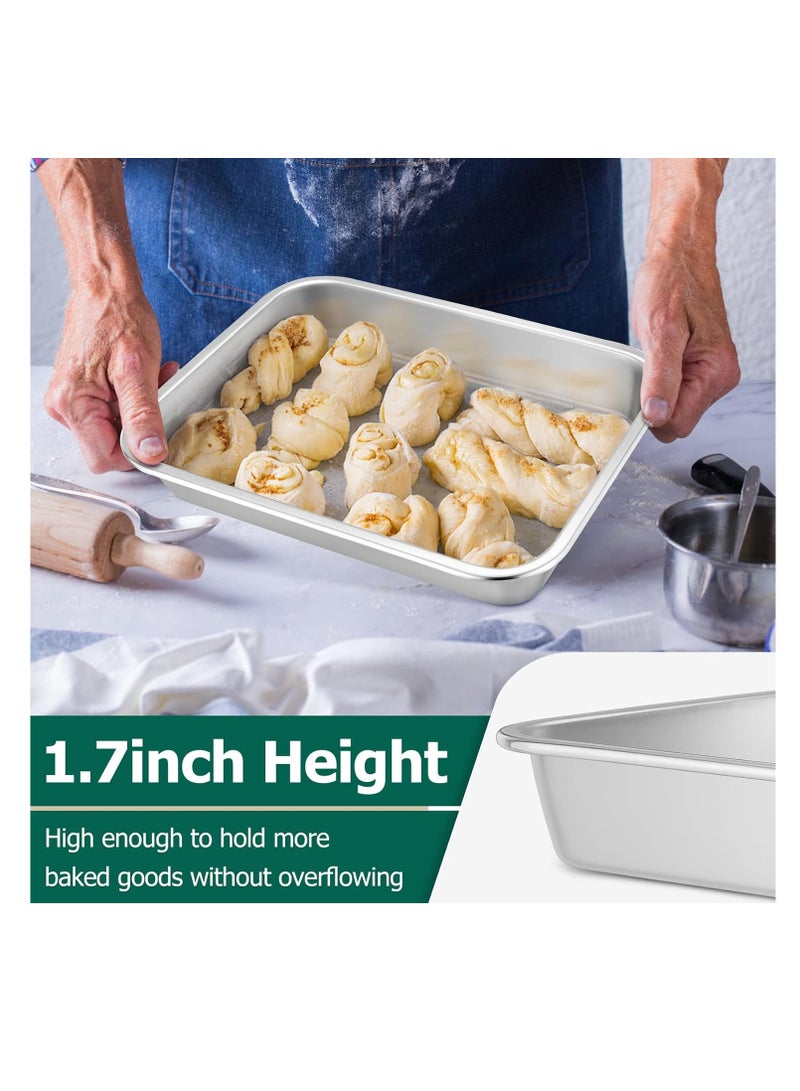 TeamFar Lasagna Pan, 10.6 x 8.3 x 1.7inch Stainless Steel Rectangular Cake Brownie Pan Casserole Baking Dish, Compact for Toaster Oven, Non Toxic & Healthy, Brushed Finish & Easy Clean-Dishwasher Safe - Image 4