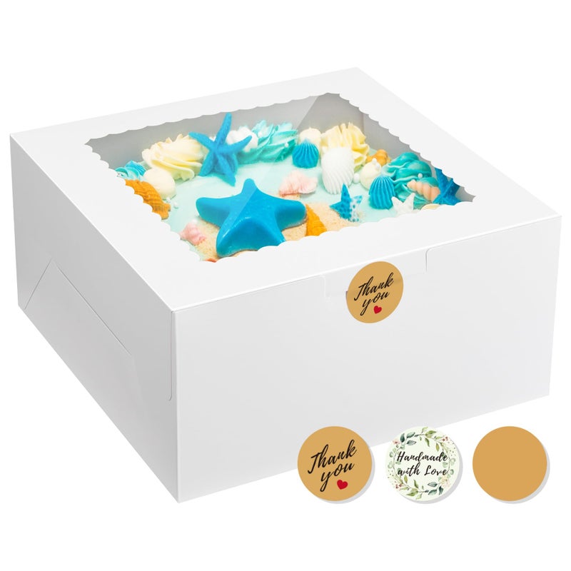 Kootek 24pcs Cake Boxes with Window 10 x 10 x 5 Inches Bakery Boxes Treat Cookie Dessert Boxes Pastry Box for Cake Chocolate Covered Strawberries Cupcakes Donuts Baked Goods