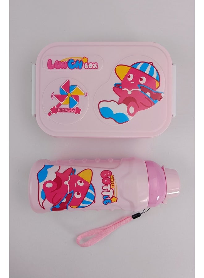 Toshionics 1L Portable Plastic Bento Lunch Box Set with Cute Cartoon Design, Water Tumbler , Spoon and Fork, Sauce Container with 2 Compartments BPA-Free and Lightweight Food Box for Kids – Ideal use in Home and Travel, Daycare, Preschool and Back to School Lunchbox – 17x12x5 cm - Image 5