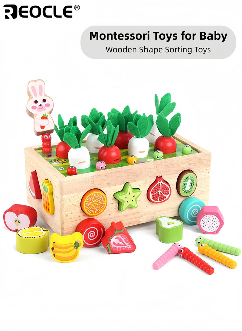 REOCLE Baby's Montessori Wooden Toy with Shape Sorting and Fine Motor Skill Design Educational Learning Toy with Sensory Development for Toddlers