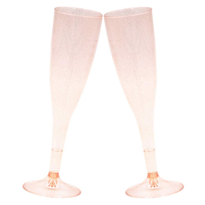 Homy Feel Rose Gold Glitter Plastic Champagne Flutes 30 Pack, 6.5 OZ Disposable Plastic Wine Glasses, Reusable Champagne Glasses, Mimosa Bar Glasses for Bridal Shower Birthday New Year Christmas - Image 4