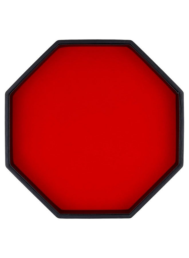 RERIVER RERIVER Dice Rolling Tray, Felt Lined PU Leather Octagon Dice Tray for Dungeon Crawler Games, Red  - Image 1
