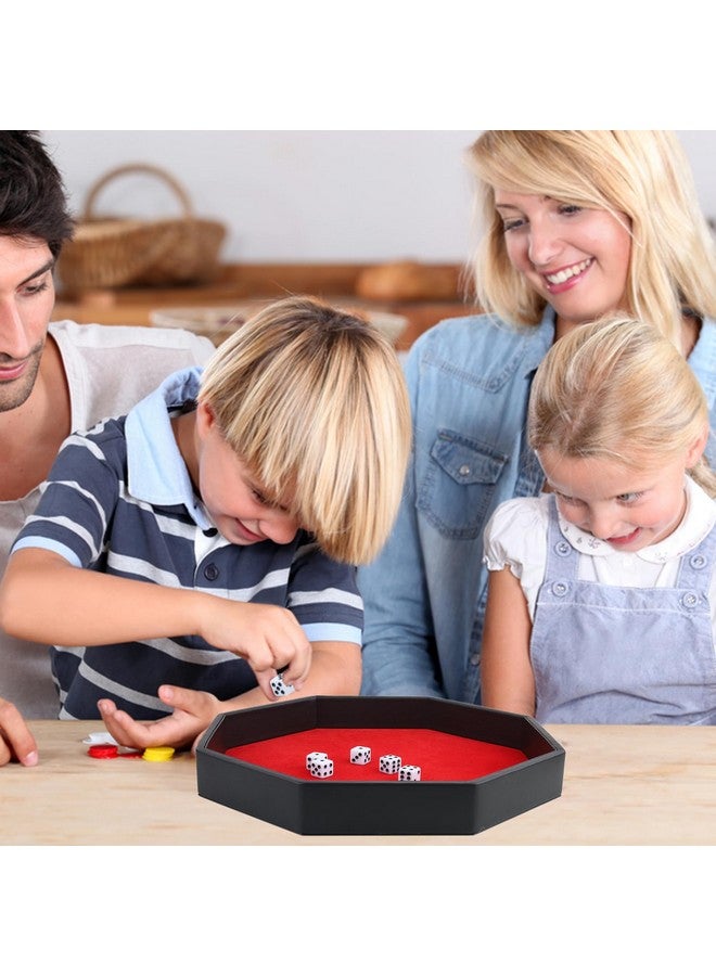 RERIVER RERIVER Dice Rolling Tray, Felt Lined PU Leather Octagon Dice Tray for Dungeon Crawler Games, Red  - Image 5