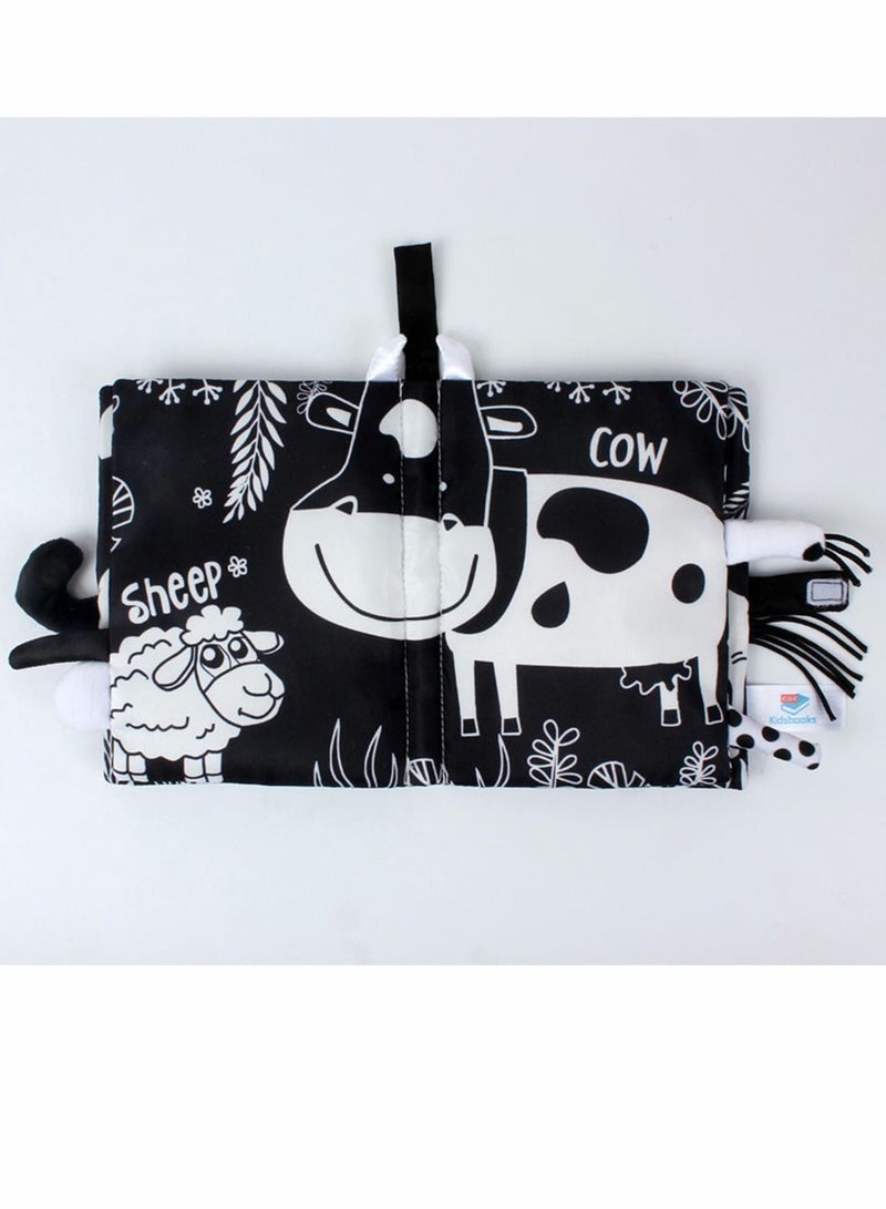 NIBEMINENT Baby Safety Nontoxic 3D Cloth Book Black and White Cow Farm Pattern Soft Early Education Identify Toys Gifts for 1 2 3 Years Old Toddlers Boys Girls Newborns - Image 3