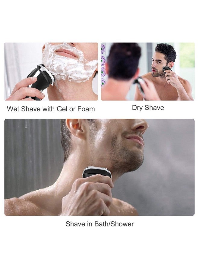 MAX-T Men's Electric Shaver - Corded and Cordless Rechargeable 3D Rotary Shaver Razor for Men with Pop-up Sideburn Trimmer Wet and Dry Painless 100-240V Black (Metal Black) - Image 5