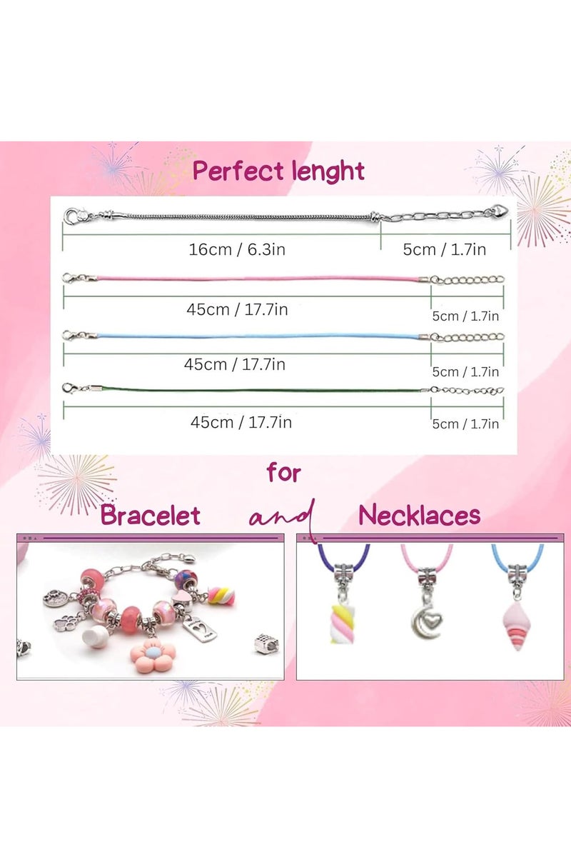 Bracelet Making Kit for Girls 76PCs Charm Bracelets Kit with Jewelry Box Jewelry Charms Bracelets for DIY Craft Jewelry Gift for Adults and Kids Present For 8-12 Year Old Girl - Image 4