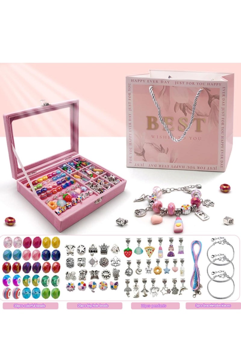 Bracelet Making Kit for Girls 76PCs Charm Bracelets Kit with Jewelry Box Jewelry Charms Bracelets for DIY Craft Jewelry Gift for Adults and Kids Present For 8-12 Year Old Girl - Image 2