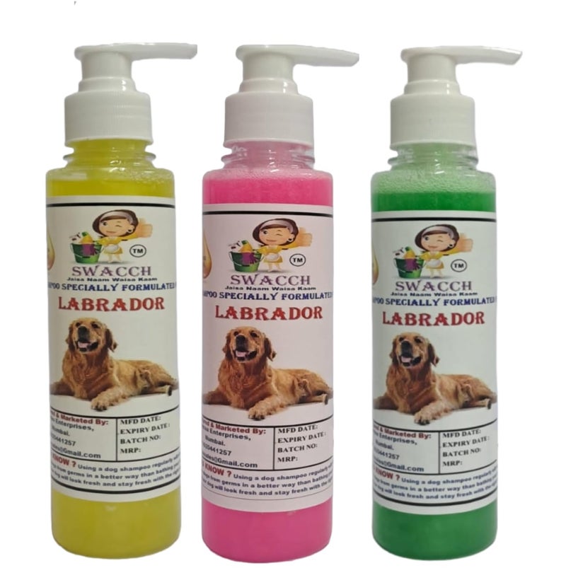 SWACCH Premium Shampoo for Labrador (200ML) (Combo Pack of 3) Lemon, Lavender & NEEM ALOVERA - Image 1