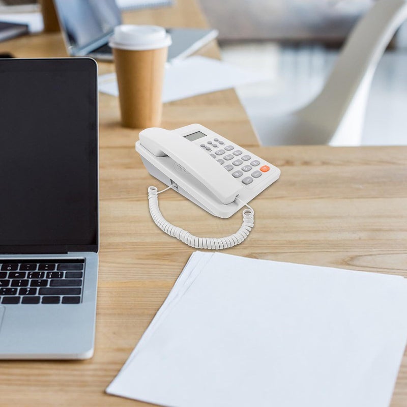 Corded Wired Desk Telephone Landline Fixed Phone for Home Office Commercial Use White - Image 5