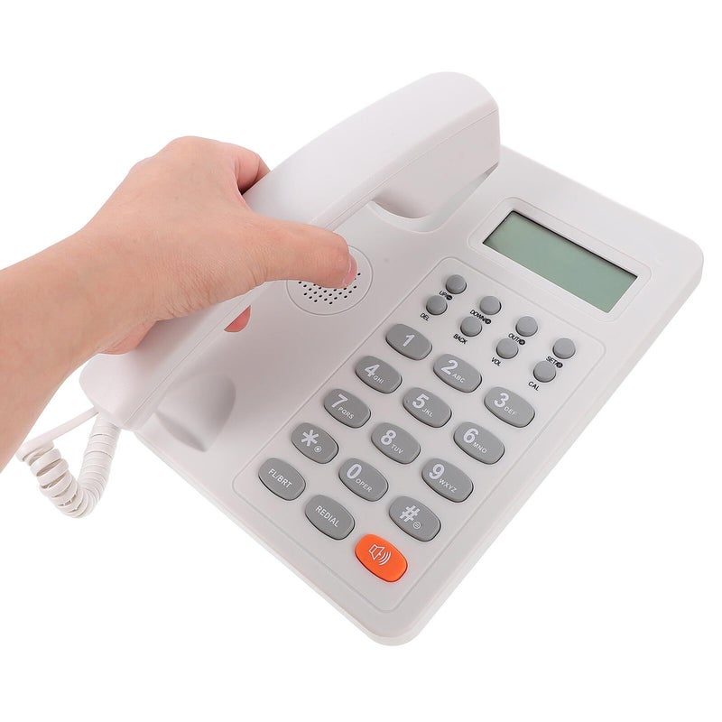 Corded Wired Desk Telephone Landline Fixed Phone for Home Office Commercial Use White - Image 4