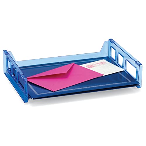 Officemate Blue Glacier Side Load Letter Tray, Transparent Blue (23218) - Image 1