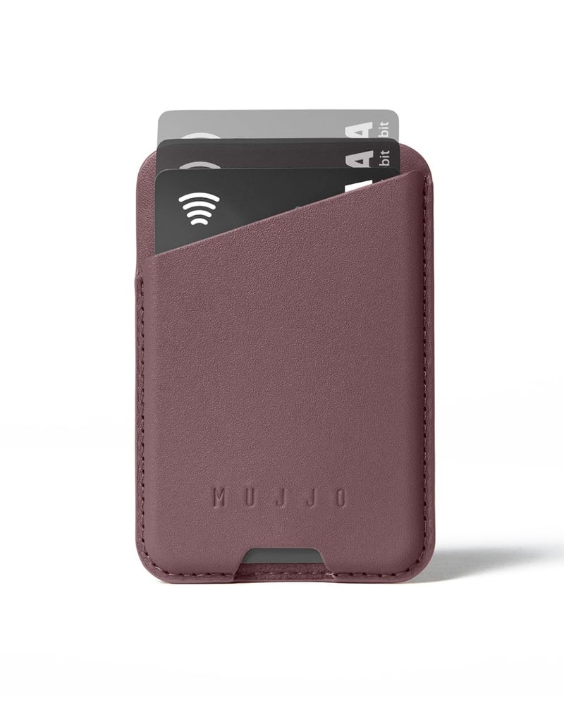 Mujjo Full Leather Magnetic Wallet for iPhone ThreeCard EasyAccess Design Made from Luxurious Leather Microfiber Slim Secure Design Bronze Red - Image 2