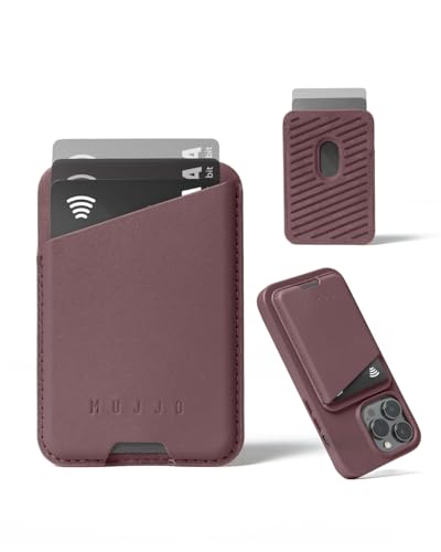 Mujjo Full Leather Magnetic Wallet for iPhone ThreeCard EasyAccess Design Made from Luxurious Leather Microfiber Slim Secure Design Bronze Red - Image 3