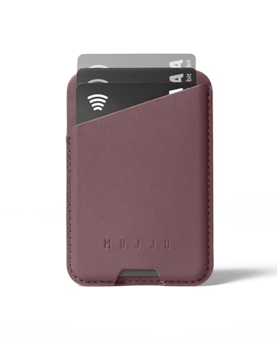 Mujjo Full Leather Magnetic Wallet for iPhone ThreeCard EasyAccess Design Made from Luxurious Leather Microfiber Slim Secure Design Bronze Red - Image 1