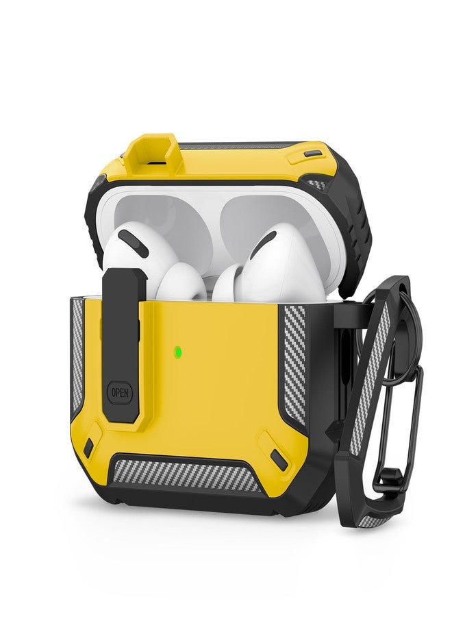 Meliya for AirPods Pro 2nd/1st Generation Case Cover with Secure Lock, Automatic Pop-up Full Protection Hard Protective Case for Apple AirPods Pro 2 (2023/2022/2019) (Black Yellow) - Image 1