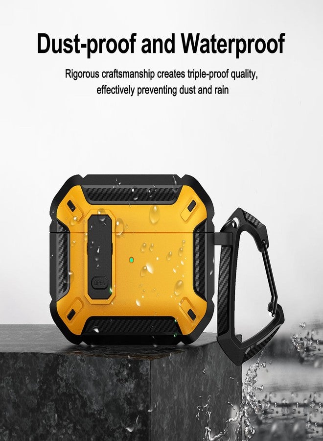 Meliya for AirPods Pro 2nd/1st Generation Case Cover with Secure Lock, Automatic Pop-up Full Protection Hard Protective Case for Apple AirPods Pro 2 (2023/2022/2019) (Black Yellow) - Image 3