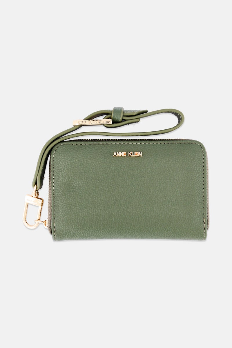 ANNE KLEIN Women Brand Logo Leather Wallets, Dark Olive - Image 1