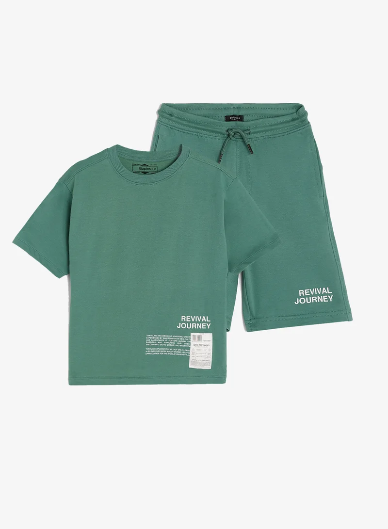 ريبلز مع نمشي Boys Drop Shoulder T-shirt & Shorts Set
