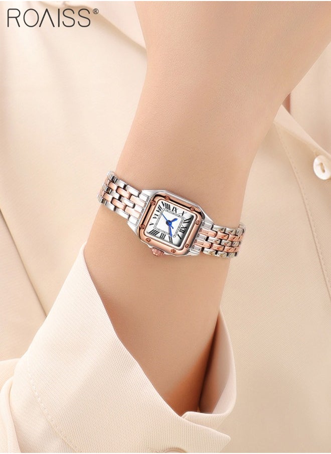 roaiss - Women's Alloy Strap Quartz Watch Analog Display Small Square Roman Numerals Dial Waterproof Fashion Wristwatch as Gift for Ladies - Image 1