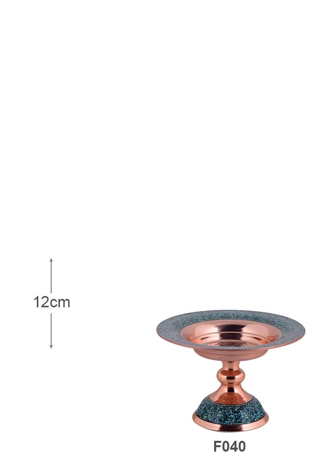Aghajani Handcrafted Antique Turquoise and Copper Dessert Stand Tray, 12cm Vintage-Inspired Home Decor - Image 2