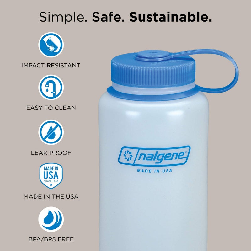 Nalgene HDPE Wide Mouth Water Bottle, Clear, 48 oz - Image 2