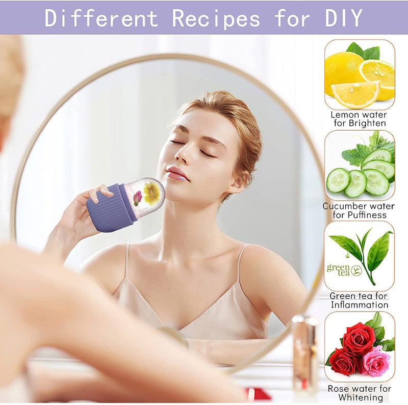 Houvida Ice Roller Massager for Face Eyes and Neck Natural Skin Care DePuff Eyes Reduce Migraine Pain Reusable Silicone Ice Mold MultiColor - Image 2