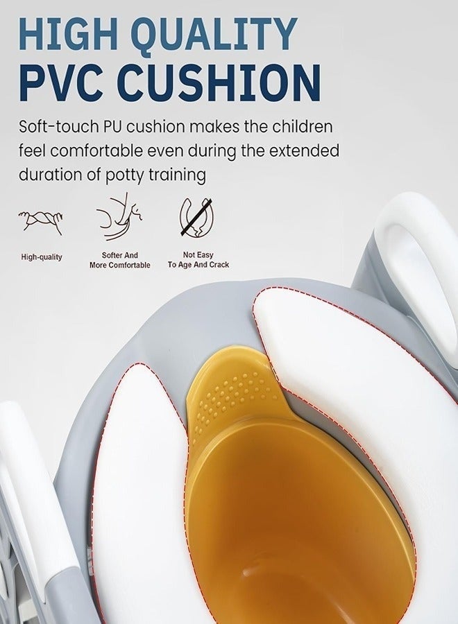 Aijmil نونية الأطفال، 3 في 1 سلم الأطفال، نونية التدريب مع الحماية من الرش والوسادة، نونية الأطفال والفتيات (رمادي) - Image 4