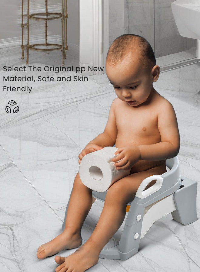 Aijmil نونية الأطفال، 3 في 1 سلم الأطفال، نونية التدريب مع الحماية من الرش والوسادة، نونية الأطفال والفتيات (رمادي) - Image 3