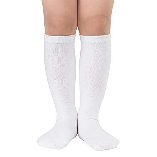American Trends Kids Toddler White Soccer Socks Youth Baseball Softball Football Socks Knee High Accessories for Girls 1 Pack Pure White 3-6 Years - Image 1