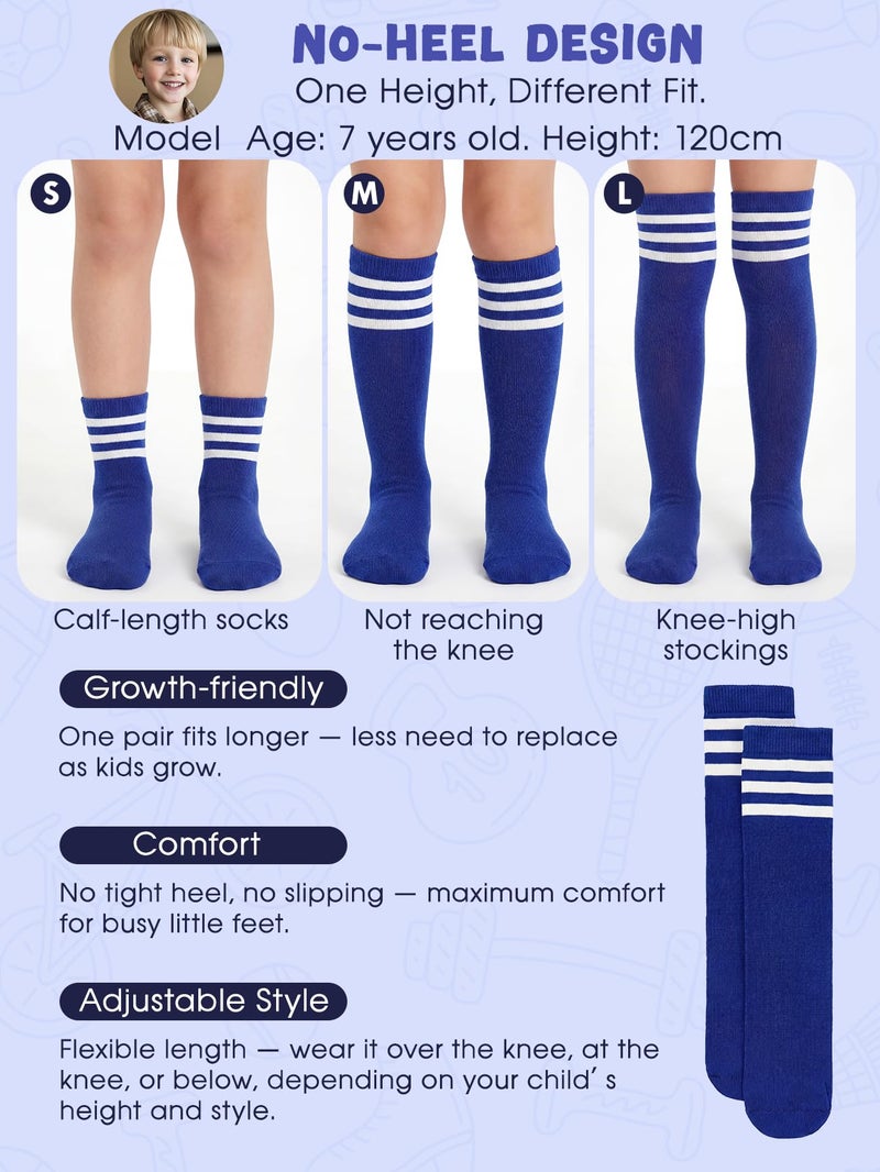 American Trends Kids Toddler White Soccer Socks Youth Baseball Softball Football Socks Knee High Accessories for Girls 1 Pack Pure White 3-6 Years - Image 4