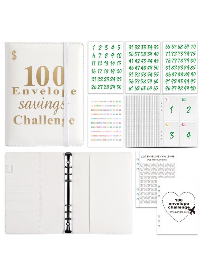 HONGYANG Envelopechallenge Loose-leaf Notebook 100 Days Money Saving Book Challenge Cash Saving Book - Image 1