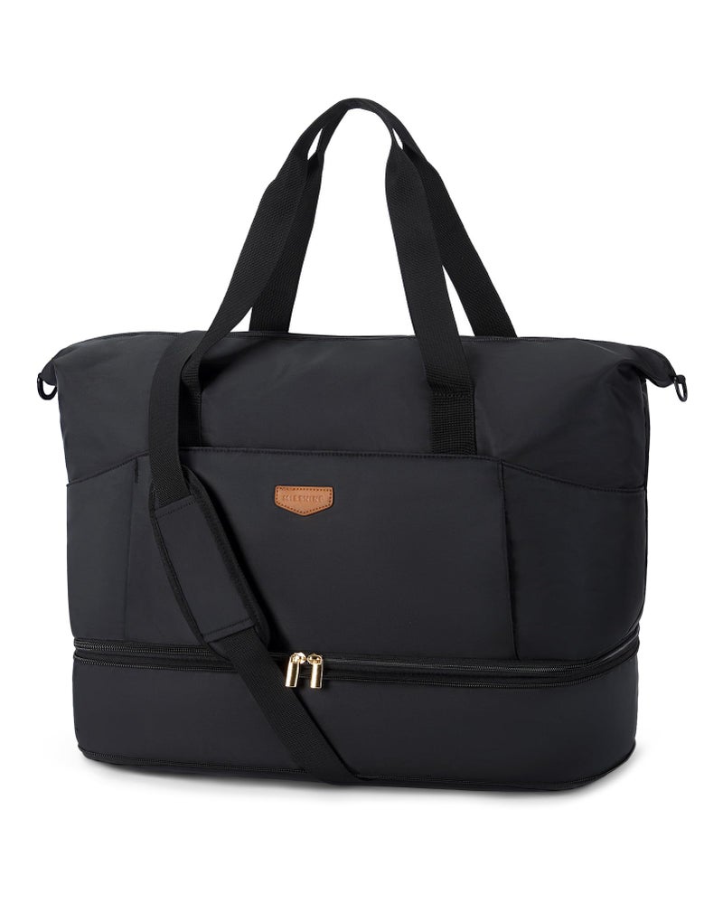 Missnine Weekender Bag for Women, Foldie Travel Bag Expandable with Shoes Compartment Travel Duffel 50L Carry on Overnight Gym - Image 1