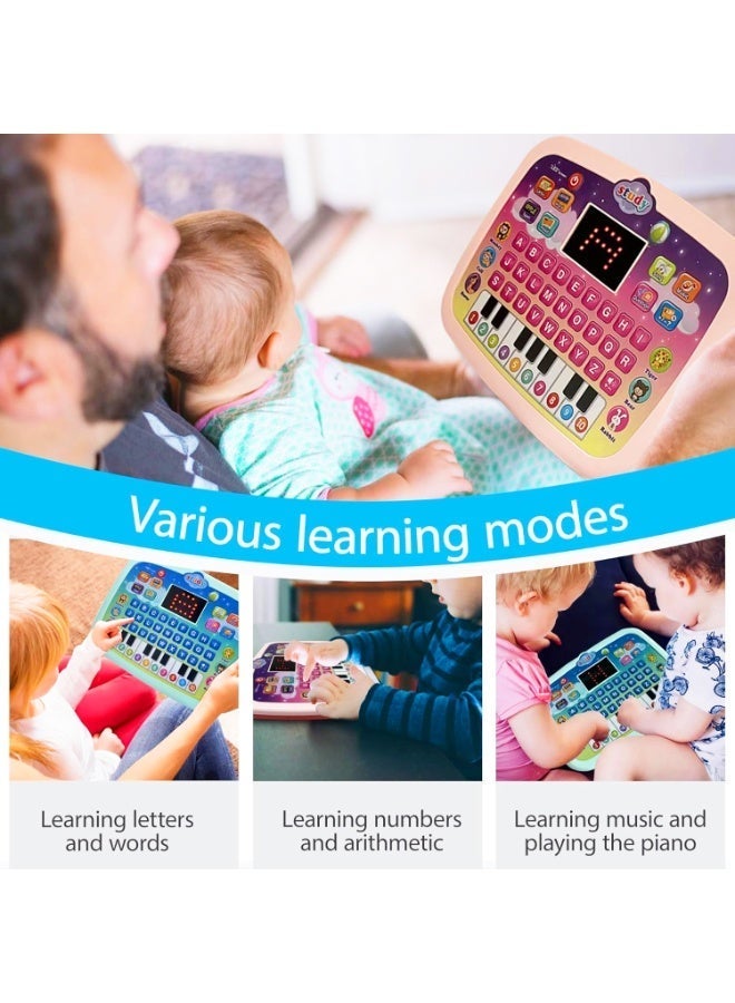جهاز لوحي للأطفال / لوحة تعليمية للرضع بشاشة LED لتعليم الحروف الأبجدية، الأرقام، الكلمات، الموسيقى، الرياضيات، لعبة إلكترونية تفاعلية لتنمية المهارات المبكرة للأولاد والبنات بعمر 3 سنوات فما فوق (أزرق) - Image 4